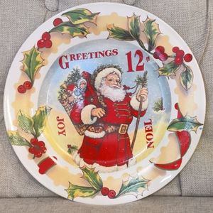 Santa Plate Christmas Greetings Noel Joy Vintage Style Santa Century